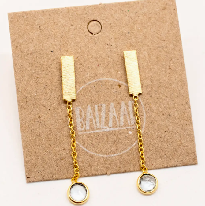 Brass crystal chain studs