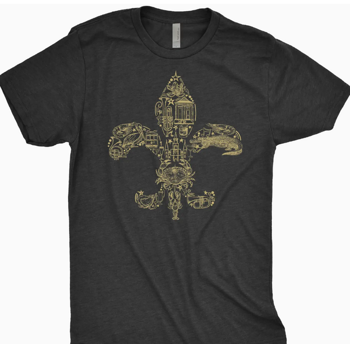 fleur de lis gold print  New Orleans T shirts