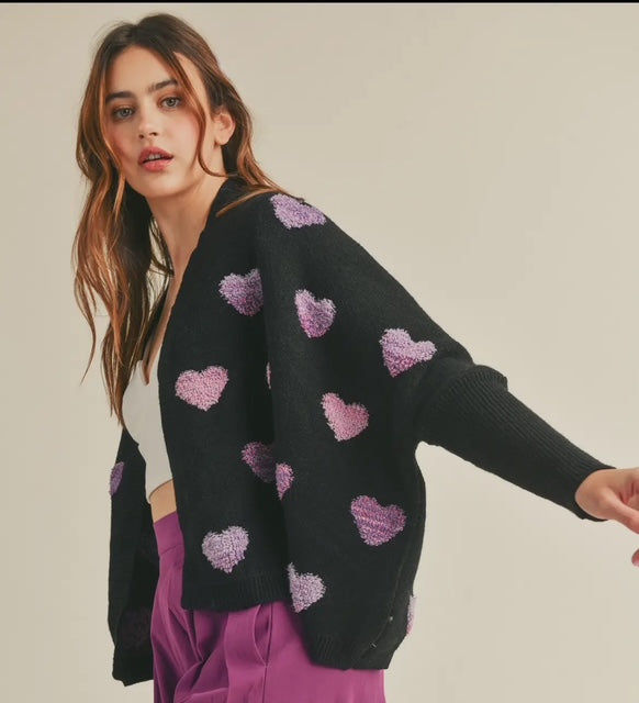 Open front heart cardigan