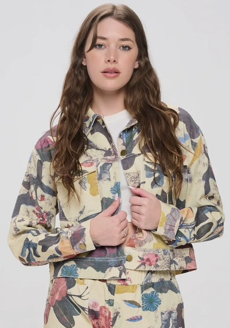 Botanical print canvas Jacket