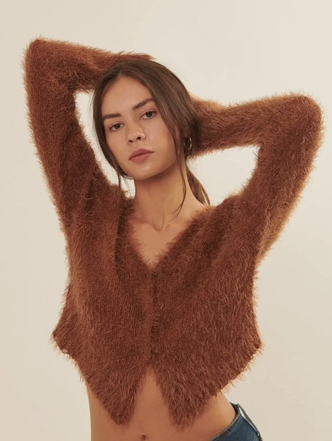 Furry cropped cardigan