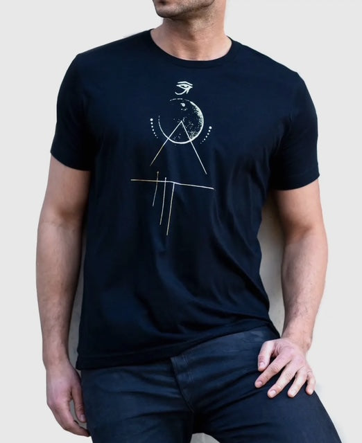 Gold foil eye of Horus print shirts