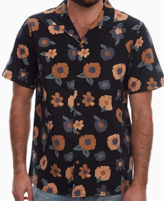 Flower printed seersucker shirts