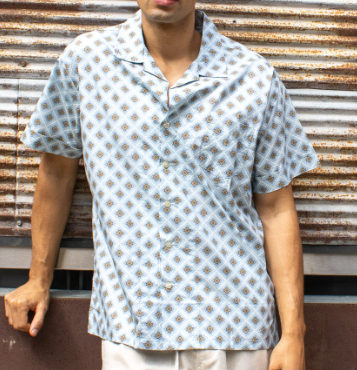Tile print vintage camp shirts