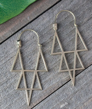 Brass pointy  star earring