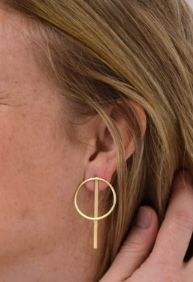 Meridian brass jacket earrings