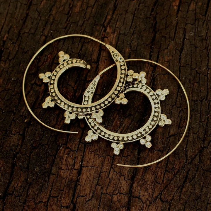 Brass snake spiral earring