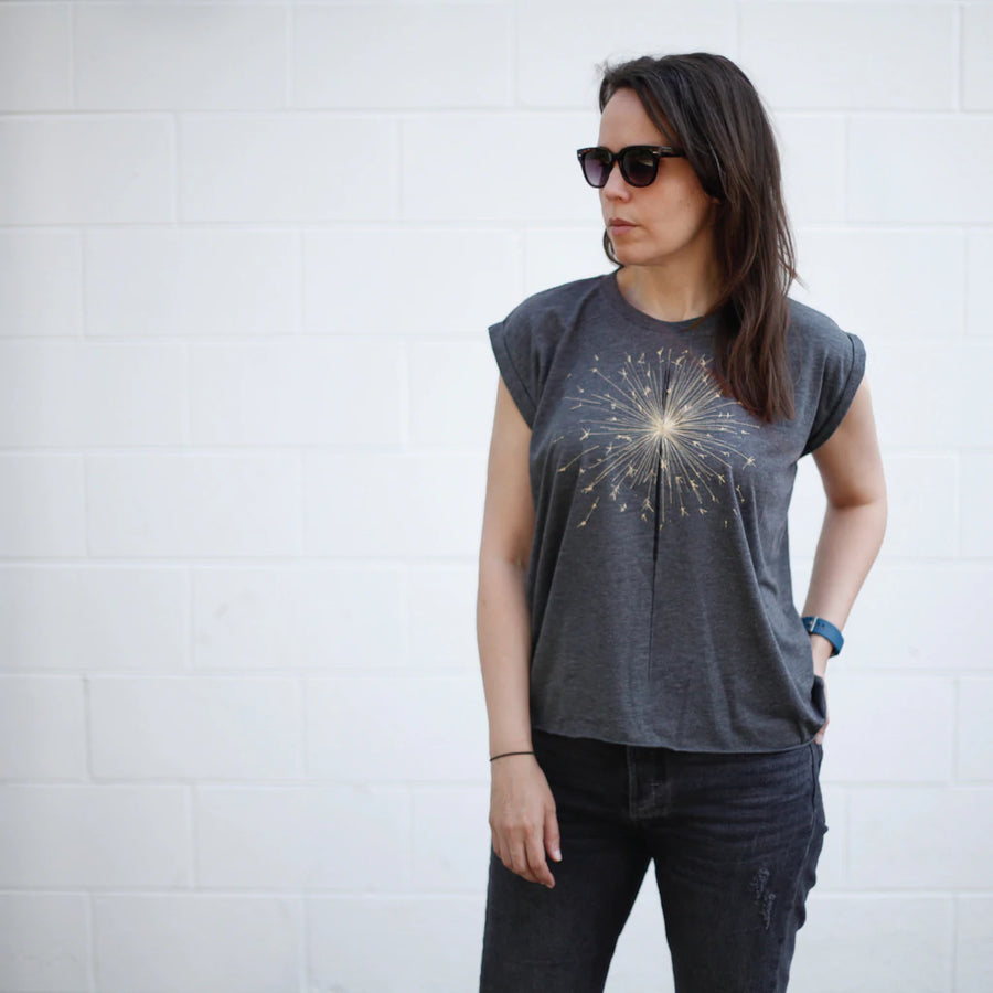 sparkler  rolled cuff sleeve top
