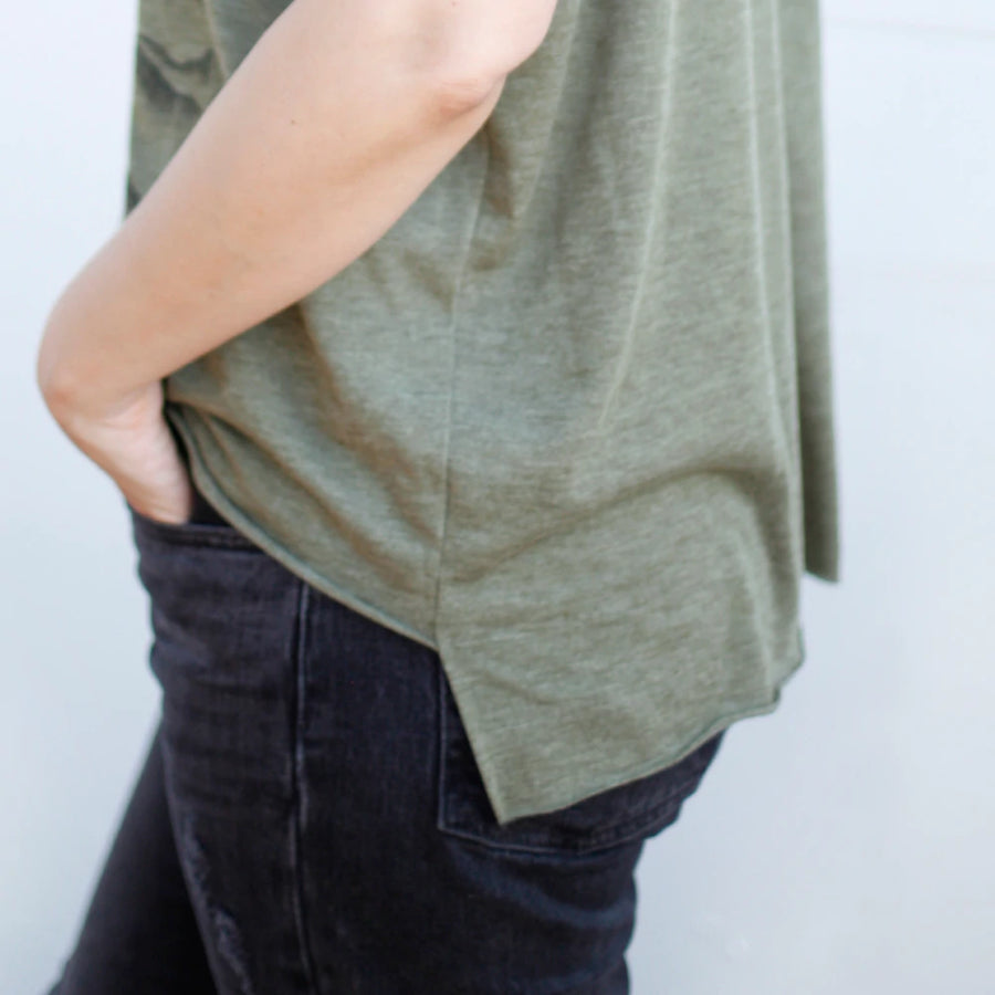 Rolled cuff sleeve top