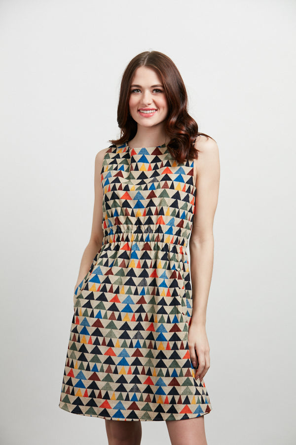 Triangle design corduroy dress